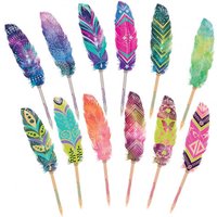 Nebulous Stars Feather Pen - Green/Yellow Dots
