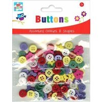 90 Assorted Colour Acrylic Plastic Buttons For Card making Embellishments Craft