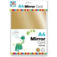 8 x A4 SHEETS GOLD & SILVER MIRROR CARD METALLIC SHINY THICK BOARD CRAFT PVO