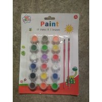 Kids Create 18 Poster Paints 2 Brushes Reusable Pouch Paint By Numbers Pot Craft