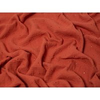 Embroidered Cotton Double Gauze Fabric Rust