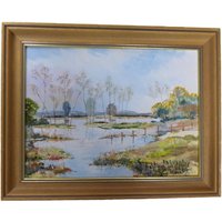 Framed Acrylic Painting 'quiet Waters Lakeside'