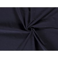 Embroidered Crinkle Textured Cotton Fabric Navy