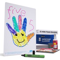 Show - me Class Pack Drywipe Boards with Pens and Erasers - 35 sets with FREE Teachers' Resources Booklet