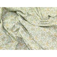 Cotton Lawn Fabric Green & Tan